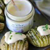 Tasty Hasselback potatoes with our delicious Smoked Aioli Finca La Barca!