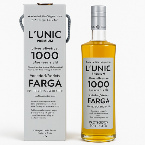 Extra Virgin Olive Oil L'Unic Farga 1000 Years | Aceite de Oliva Virgen Extra  L'Unic Farga 1000 Years