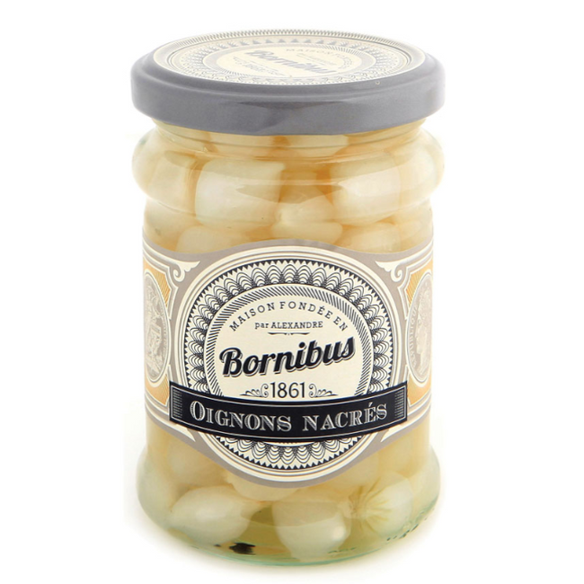 Pearly Baby Onions Bornibus 250g Glass Jar | Cebolletas en Vinagre Bornibus 250g