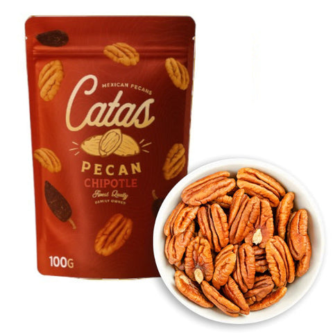 Peeled Mexican Pecans with Chipotle Catas 100g  Bag | Nueces Pecanas Mexicanas Peladas con Chipotle 100 g