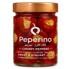 Cherry Peppers with Cream Cheese Peperino 330g Glass Jar | Pimientos Cherry con Queso Crema Peperino Tarro de Cristal 330g