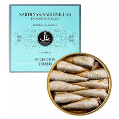 Very Small Sardines in Olive Oil 12/16 pcs RCE Seleccion 1920 112g Tin | Sardinillas en Aceite de Oliva 12/16 Pc RCE Seleccion 1920 115g