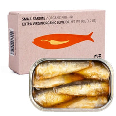 Small Sardines in Piri-Piri Sauce and Organic Extra Virgin Olive Oil JOSE Gourmet 90g | Sardinillas en Salsa Piri-Piri y Aceite de Oliva Virgen Extra Ecológico 90 g