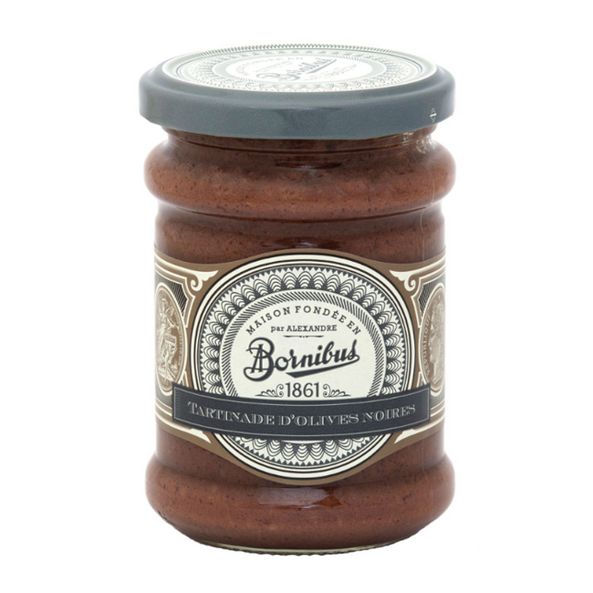 Black Olive Spread Bornibus 240g Glass Jar | Pate de Aceitunas Negras Bornibus 240g