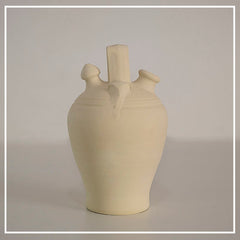 Botijo of white clay|Botijo Blanco Square handle